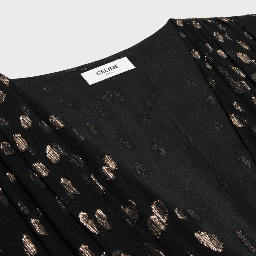 mulheres vestuário CELINE vestido longo fil coupe seda georgette preto T204R792