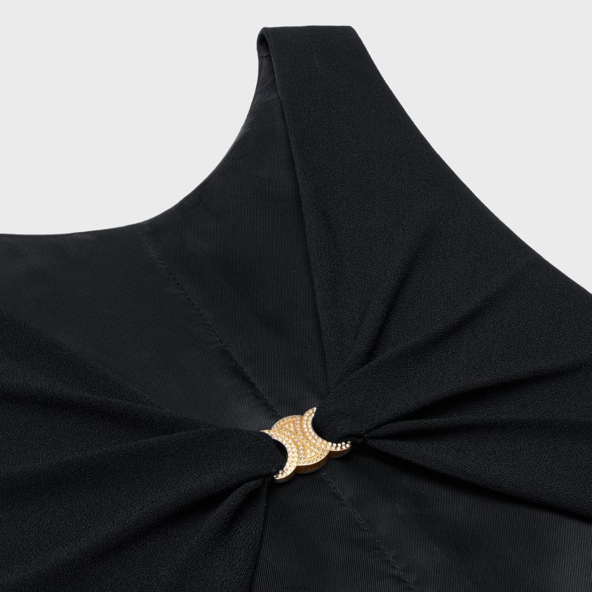 mulheres vestuário CELINE vestido triomphe com costas abertas em crepe de cetim nas costas preto T204R804